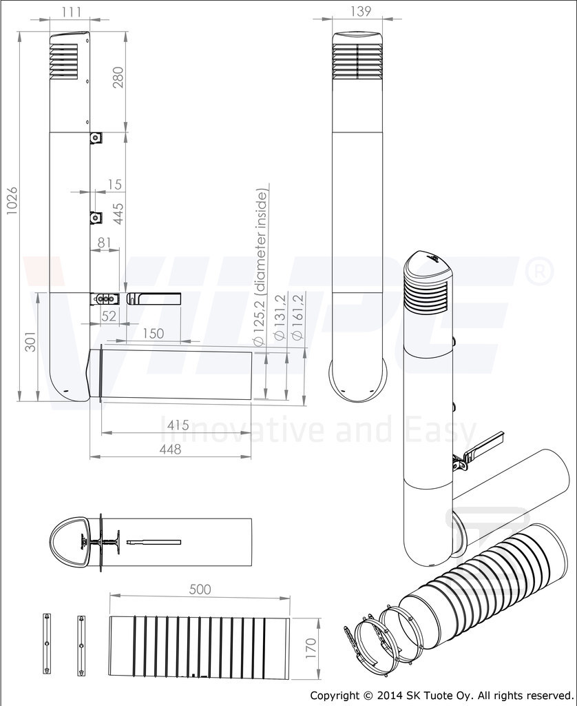 Ventilation hose ROSS ᴓ125/135 - Beige - 790321